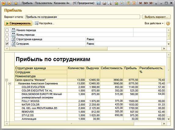 Отчетность в салоне красоты образец